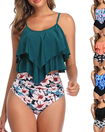 RuffleWave: Chic High Waist Bikini & Tankini Set