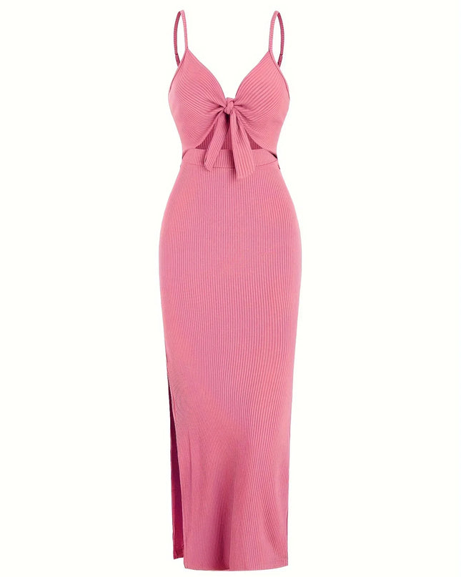 European and American Knitted Simple Sleeveless Halter Dress for Spring and Summer, Backless Sexy Maxi Dress with Neckline Urban Fashion Icon