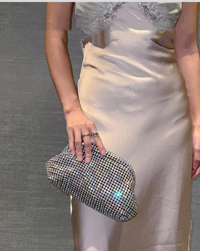 Luxury Glitter Cloud Bag Women's Handbag | Crystal Shiny Rhinestones Diamond Evening Bag (Wedding Party Clutch Purse Shoulder Bag)