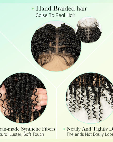 14Inch Full Lace Braided Wigs Synthetic Lace Frontal Twisted Braids Wigs with Baby Hair Knotless Box Braids Wig for Black Women Caethelstore.com