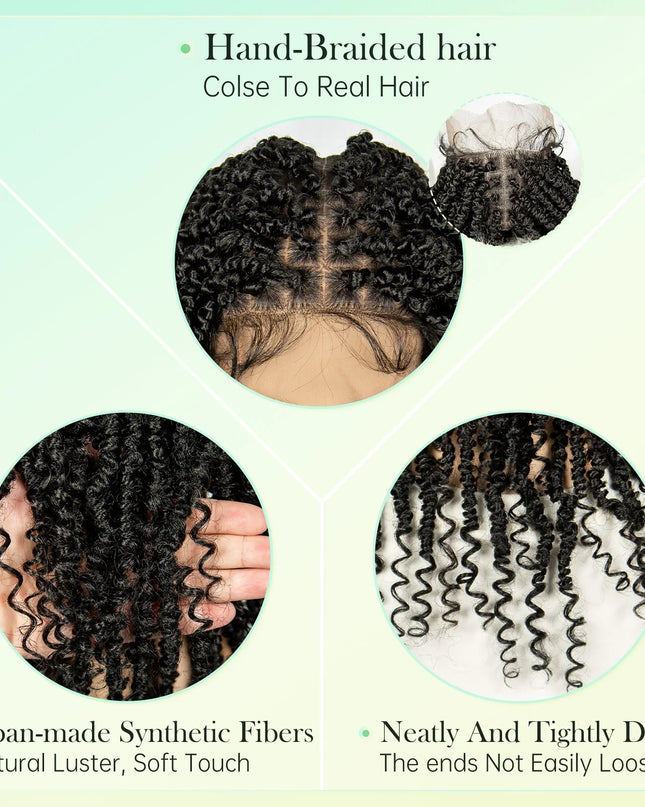 14Inch Full Lace Braided Wigs Synthetic Lace Frontal Twisted Braids Wigs with Baby Hair Knotless Box Braids Wig for Black Women Caethelstore.com