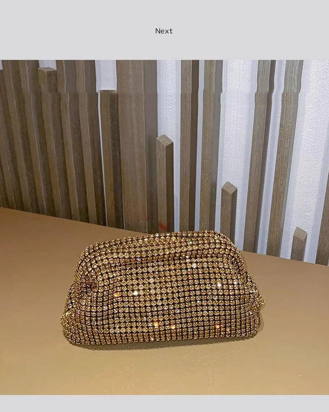 Luxury Glitter Cloud Bag Women's Handbag | Crystal Shiny Rhinestones Diamond Evening Bag (Wedding Party Clutch Purse Shoulder Bag)