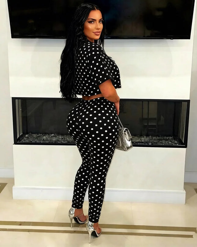 Polka Dot Two-Piece Pants Set