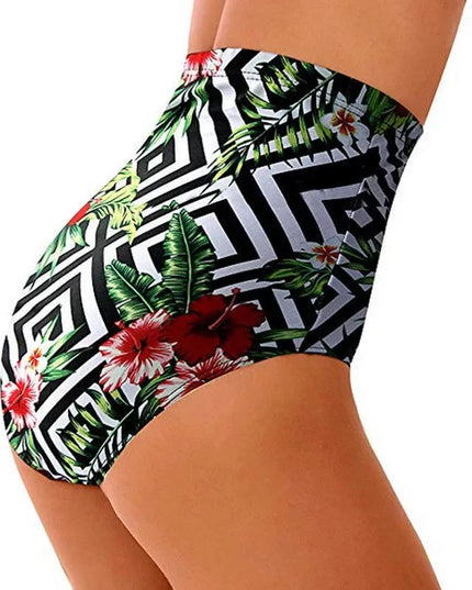 Floral High-Waist Bikini Shorts - Plus Size Swimwear