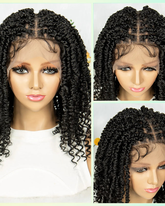 14Inch Full Lace Braided Wigs Synthetic Lace Frontal Twisted Braids Wigs with Baby Hair Knotless Box Braids Wig for Black Women Caethelstore.com