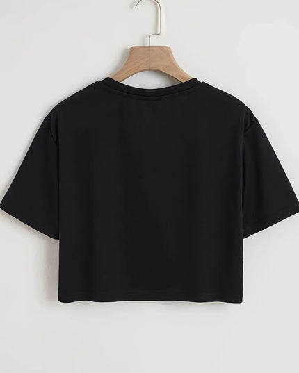Los Angeles Number 91 Graphic Round Neck Sports Crop T-shirt