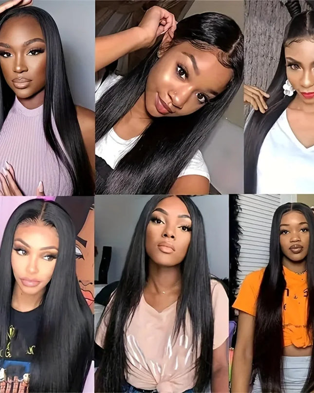 200% Density Glueless 5x5 Straight Lace Closure Wig Human Hair For Women 4x4 HD Transparent Pre Plucked Closure Wigs