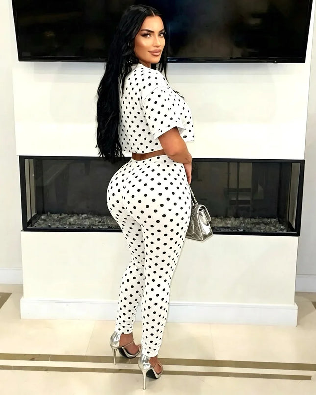 Polka Dot Two-Piece Pants Set