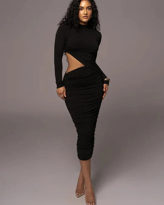 Just Dreamy Long Sleeve Cut Out MIDI Dress