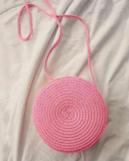 Summer Woven Straw Crossbody Bag for Women | Fashion Round Handmade Rattan Beach Small Handbag (Travel Female Shoulder Bag)
