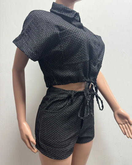 Denim Two-Piece Shorts Set