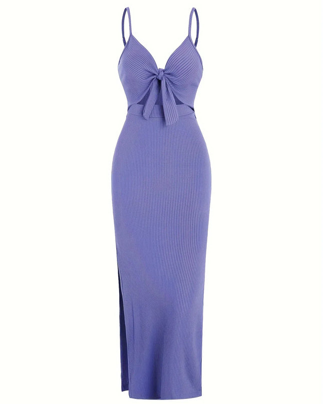 European and American Knitted Simple Sleeveless Halter Dress for Spring and Summer, Backless Sexy Maxi Dress with Neckline Urban Fashion Icon