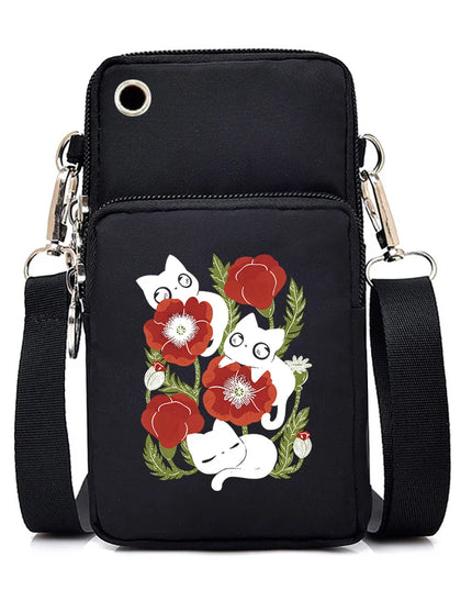 Women's Handbags Black Explosive Coffee Cat Messenger Bags | Female Cartoon Shoulder Bag Purse (Fashion Mobile Phone Crossbody Bags)