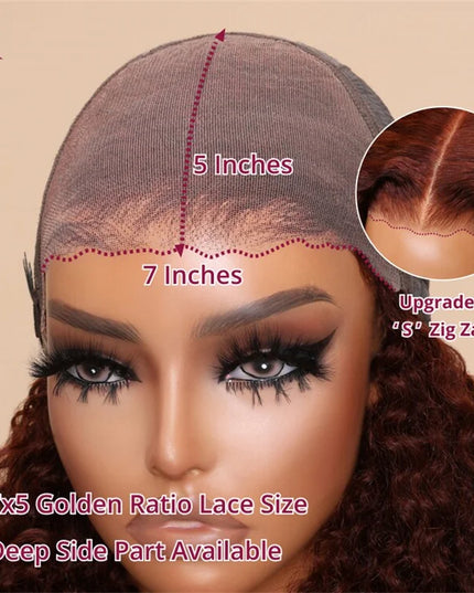 Beautyforever Bye Bye Knots 3.0 Glueless Human Hair Wigs Ready to Wear Jerry Curly Reddish Brown Color Lace Front Human Hair Wig