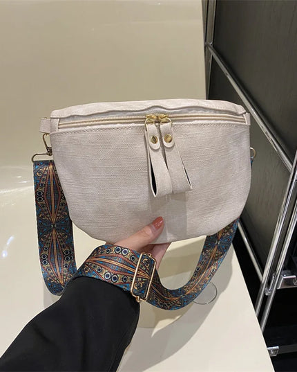 Stylish Hobo Solid Color Satchel | Luxury Designer Chest Bag & Women's PU Leather Waist Bags (Wide Strap Fashion Fanny Shoulder Pack)