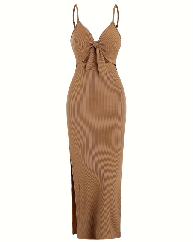 European and American Knitted Simple Sleeveless Halter Dress for Spring and Summer, Backless Sexy Maxi Dress with Neckline Urban Fashion Icon