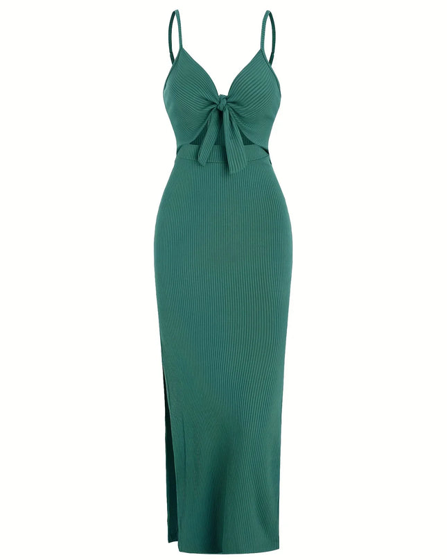 European and American Knitted Simple Sleeveless Halter Dress for Spring and Summer, Backless Sexy Maxi Dress with Neckline Urban Fashion Icon