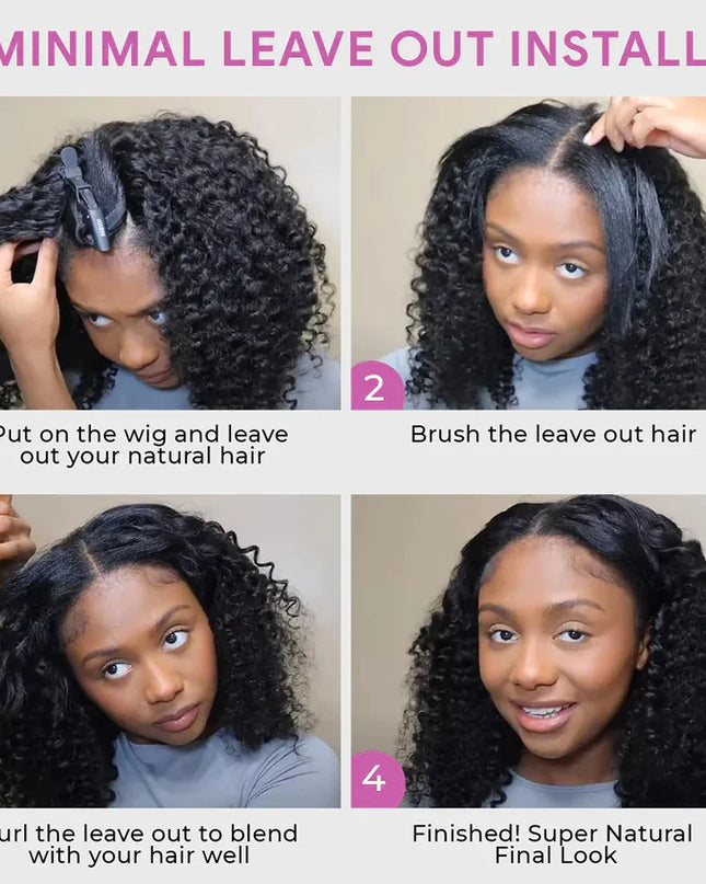 250% V Part Wig Human Hair No Leave Out Upgrade U Part Machine Made Deep Wave Curly Human Hair Wigs For Women 100% High Density
