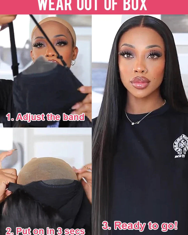 Glueless Preplucked Human Hair Wigs Ready To Wear And Go Brazilian Bone Straight 13x4 HD Lace Frontal Human Hair Wig For Women