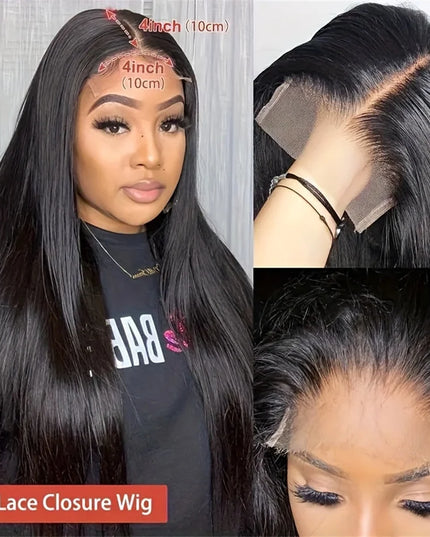 200% Density Glueless 5x5 Straight Lace Closure Wig Human Hair For Women 4x4 HD Transparent Pre Plucked Closure Wigs