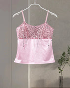 pink top / L