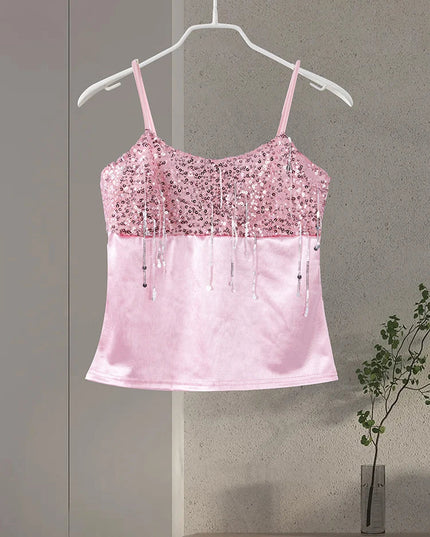 Sexy Tassel Chains Women's Set Elegant Solid Sequins Hip Package Female Party Mini Skirts Summer Holiday Lady Outfit Beachwear Urban Fashion Icon
