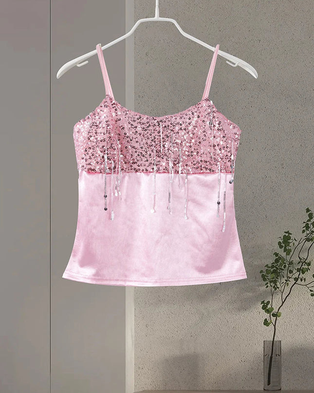 Sexy Tassel Chains Women's Set Elegant Solid Sequins Hip Package Female Party Mini Skirts Summer Holiday Lady Outfit Beachwear Urban Fashion Icon