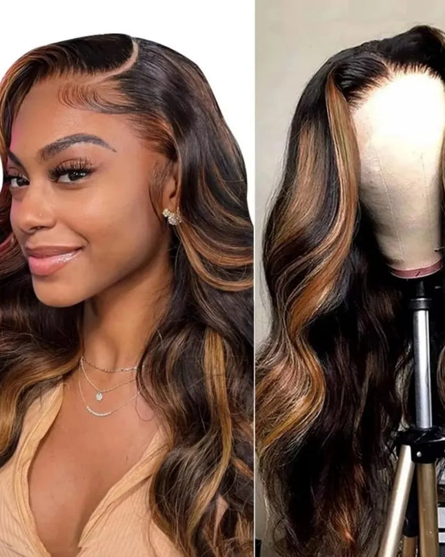 1B/30 Ombre Highlight Lace Front Wigs Human Hair 13x6 Body Wave Wig Human Hair 13x4 Transparent Lace Frontal Wigs For Women Caethelstore.com