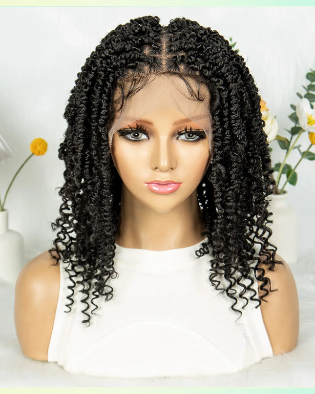 14Inch Full Lace Braided Wigs Synthetic Lace Frontal Twisted Braids Wigs with Baby Hair Knotless Box Braids Wig for Black Women Caethelstore.com