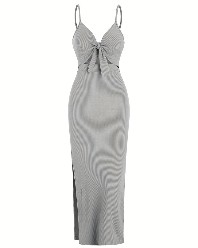 European and American Knitted Simple Sleeveless Halter Dress for Spring and Summer, Backless Sexy Maxi Dress with Neckline Urban Fashion Icon