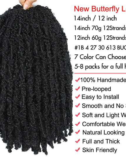 14 12 inch Butterfly Faux Locs Crochet Hair Braids Pre looped Distressed Goddess Butterfly Soft Locs Crochets Braids Cheveux Lok Caethelstore.com