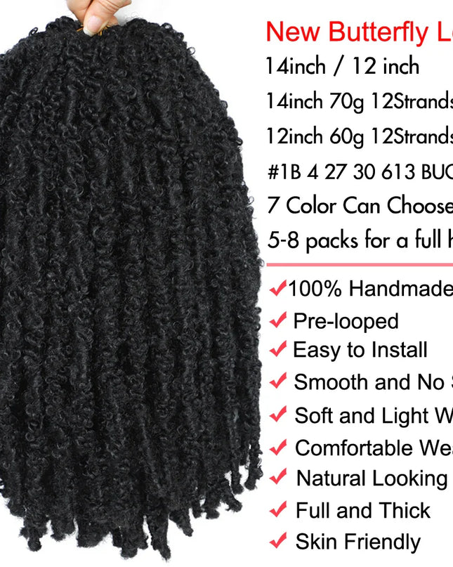 14 12 inch Butterfly Faux Locs Crochet Hair Braids Pre looped Distressed Goddess Butterfly Soft Locs Crochets Braids Cheveux Lok Caethelstore.com