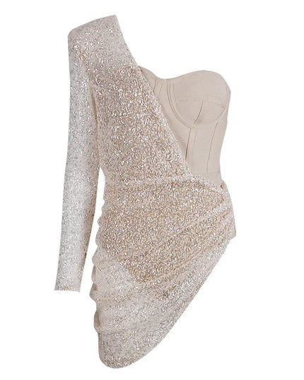 Goddess Sequin One Shoulder Mini Dresses