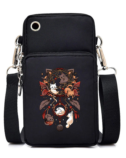 Women's Handbags Black Explosive Coffee Cat Messenger Bags | Female Cartoon Shoulder Bag Purse (Fashion Mobile Phone Crossbody Bags)
