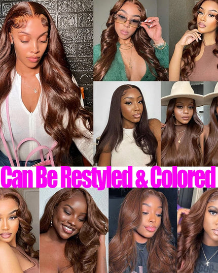 Chocolate Brown Bone Straight Human Hair Bundles with 4x4 Lace Closure Frontal Remy Brazilian Hair Weave Bundles with Closure HOL stores