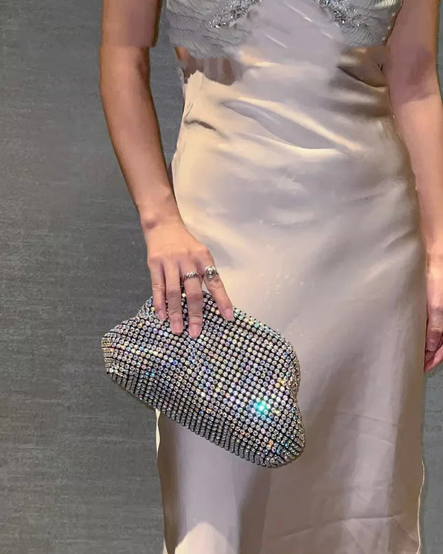 Luxury Glitter Cloud Bag Women's Handbag | Crystal Shiny Rhinestones Diamond Evening Bag (Wedding Party Clutch Purse Shoulder Bag)