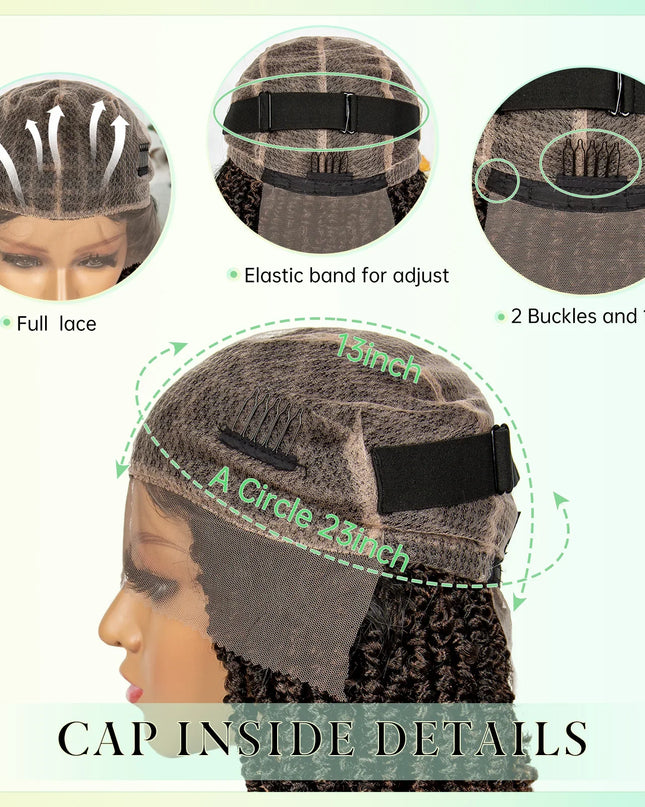 14Inch Full Lace Braided Wigs Synthetic Lace Frontal Twisted Braids Wigs with Baby Hair Knotless Box Braids Wig for Black Women Caethelstore.com