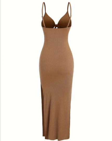 European and American Knitted Simple Sleeveless Halter Dress for Spring and Summer, Backless Sexy Maxi Dress with Neckline Urban Fashion Icon