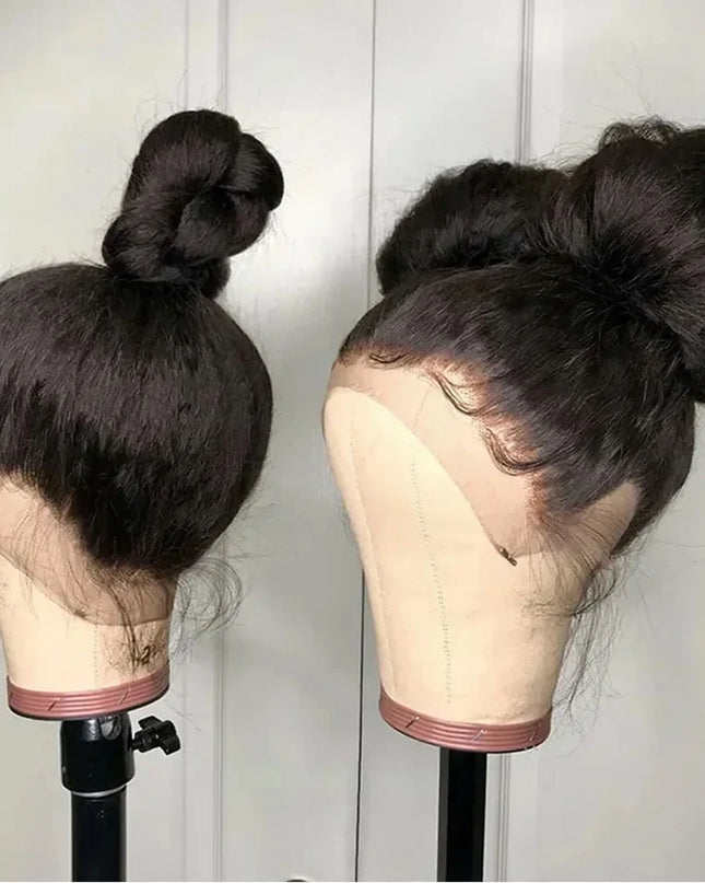 13x6 Kinky Straight Full Lace Front Wig Human Hair Yaki Straight Lace Frontal Wig Brazilian Guleless Wig Pre Plucked For Women