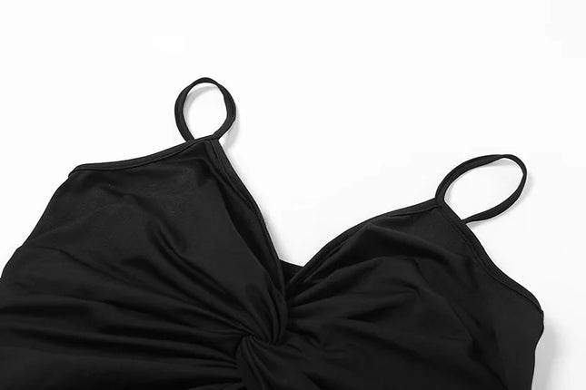 2022 Sexy Spaghetti Strap Bodycon Dress Women Backless Folds Wrap Hip Dresses Female Causal Streetwear Slim Dress Vestidos Robes Caethelstore.com