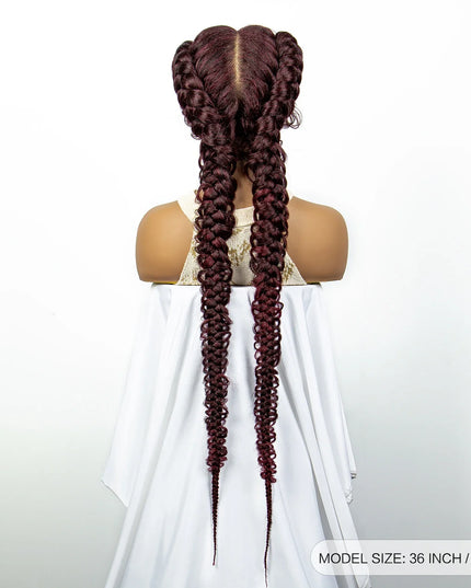 1B/30 Dark Brown Synthetic Lace Frontal Dutch Box Braided Wigs for Black Women Fishtail Braids Wigs with Baby Hair Cornrow Wigs Caethelstore.com