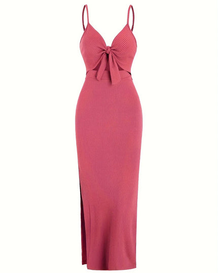 European and American Knitted Simple Sleeveless Halter Dress for Spring and Summer, Backless Sexy Maxi Dress with Neckline Urban Fashion Icon