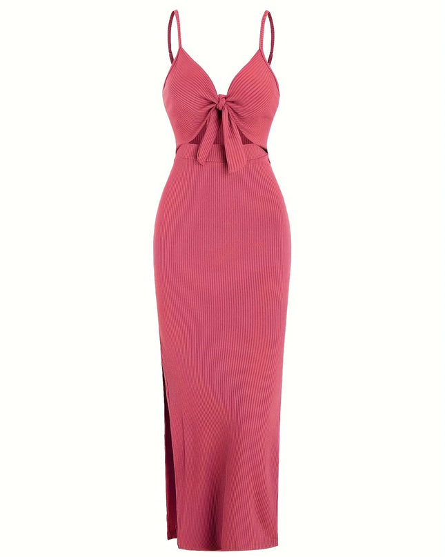 European and American Knitted Simple Sleeveless Halter Dress for Spring and Summer, Backless Sexy Maxi Dress with Neckline Urban Fashion Icon