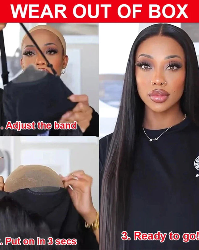 Pre Cut No Glue Bone Straight Glueless Wigs Human Hair For Women Brazilian Glueless Wig Human Hair Ready To Wear Preplucked 200%