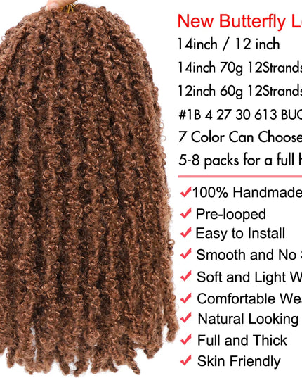 14 12 inch Butterfly Faux Locs Crochet Hair Braids Pre looped Distressed Goddess Butterfly Soft Locs Crochets Braids Cheveux Lok Caethelstore.com