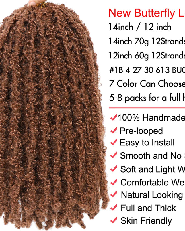 14 12 inch Butterfly Faux Locs Crochet Hair Braids Pre looped Distressed Goddess Butterfly Soft Locs Crochets Braids Cheveux Lok Caethelstore.com