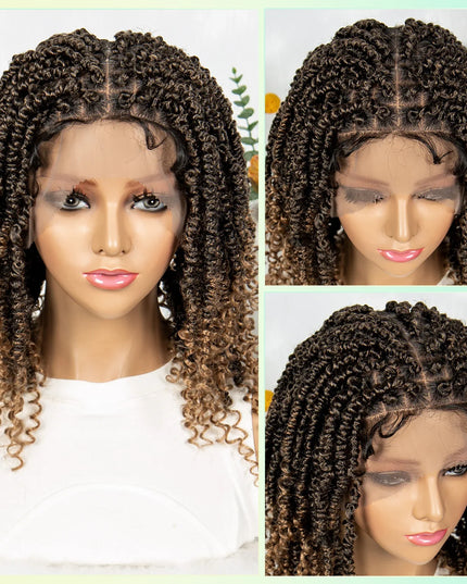 14Inch Full Lace Braided Wigs Synthetic Lace Frontal Twisted Braids Wigs with Baby Hair Knotless Box Braids Wig for Black Women Caethelstore.com