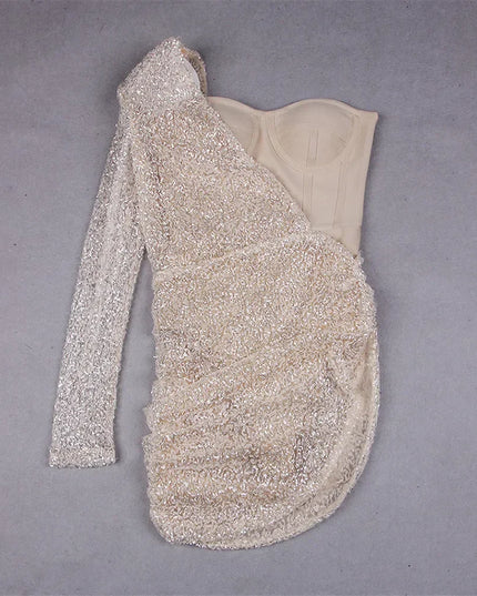 Goddess Sequin One Shoulder Mini Dresses