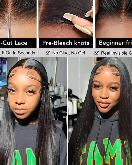 200% Density Glueless 5x5 Straight Lace Closure Wig Human Hair For Women 4x4 HD Transparent Pre Plucked Closure Wigs