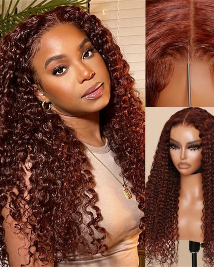 Beautyforever Bye Bye Knots 3.0 Glueless Human Hair Wigs Ready to Wear Jerry Curly Reddish Brown Color Lace Front Human Hair Wig